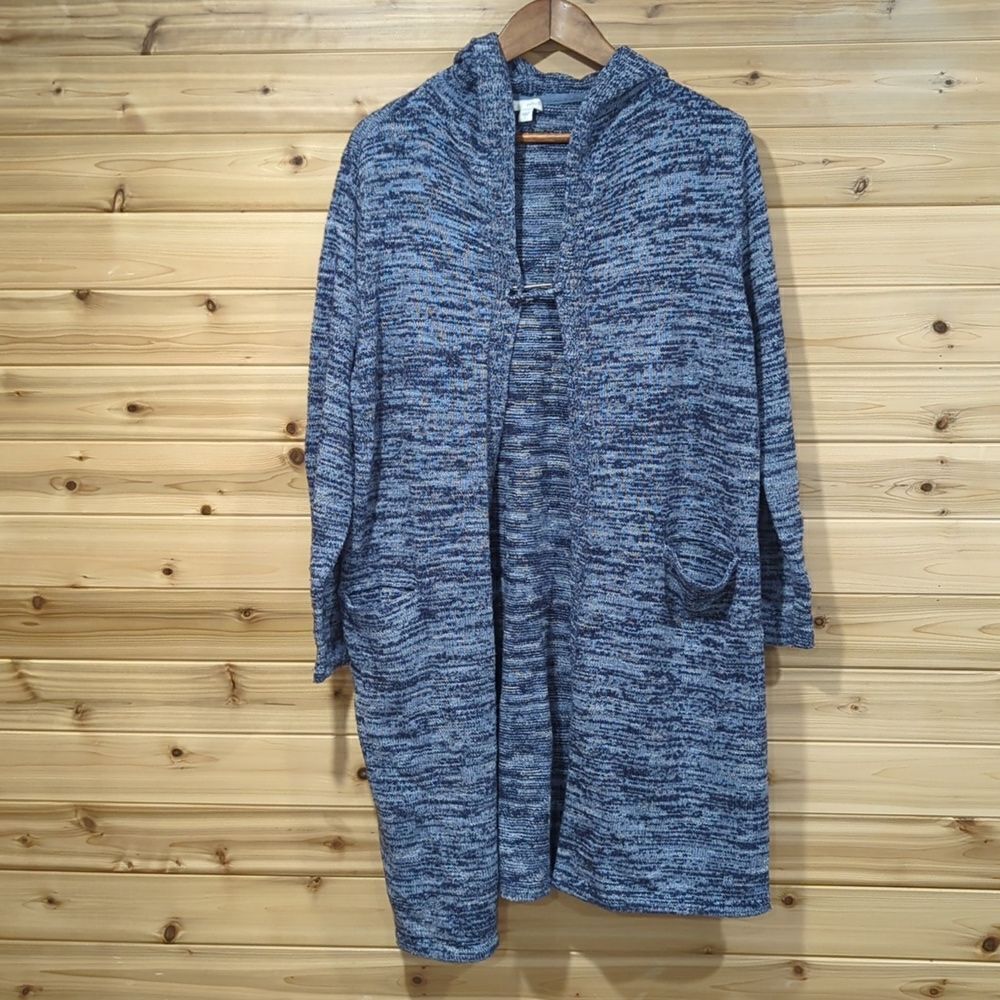 J. Jill Womens Sweater Large Blue Long Line‎ Duster Cardigan